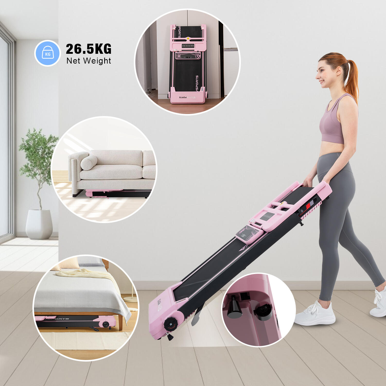 Cinta de Correr Plegable e Inclinable hasta 7.7%-WP9-1400W-12km/h 3/7