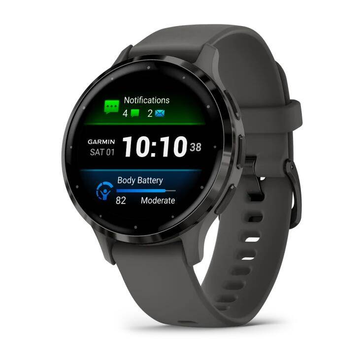 Venu 3S Health Fitness GPS Smartwatch Steel Bezel with Pebble Gray Case -  1