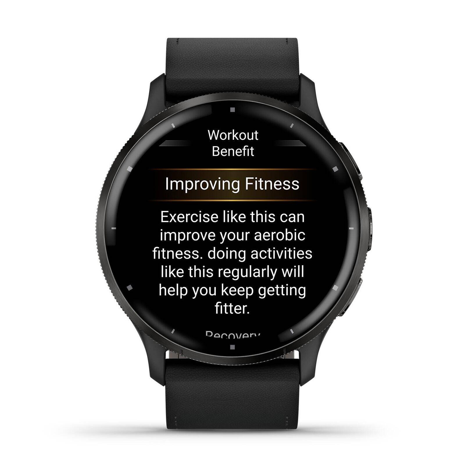 Venu® 3
Slate stainless steel bezel with black case and black leather band -  3
