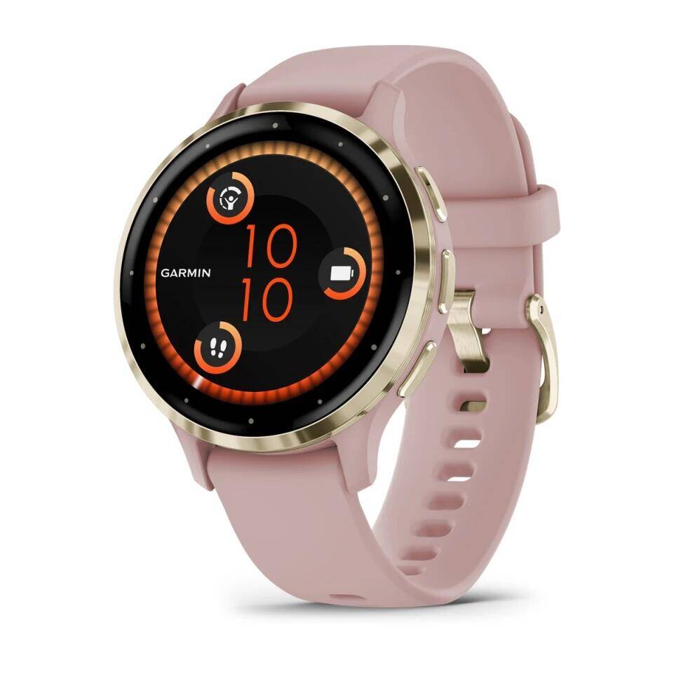 Venu® 3S
Soft Gold Stainless Steel Bezel with Dust Rose Case and Silicone Band
