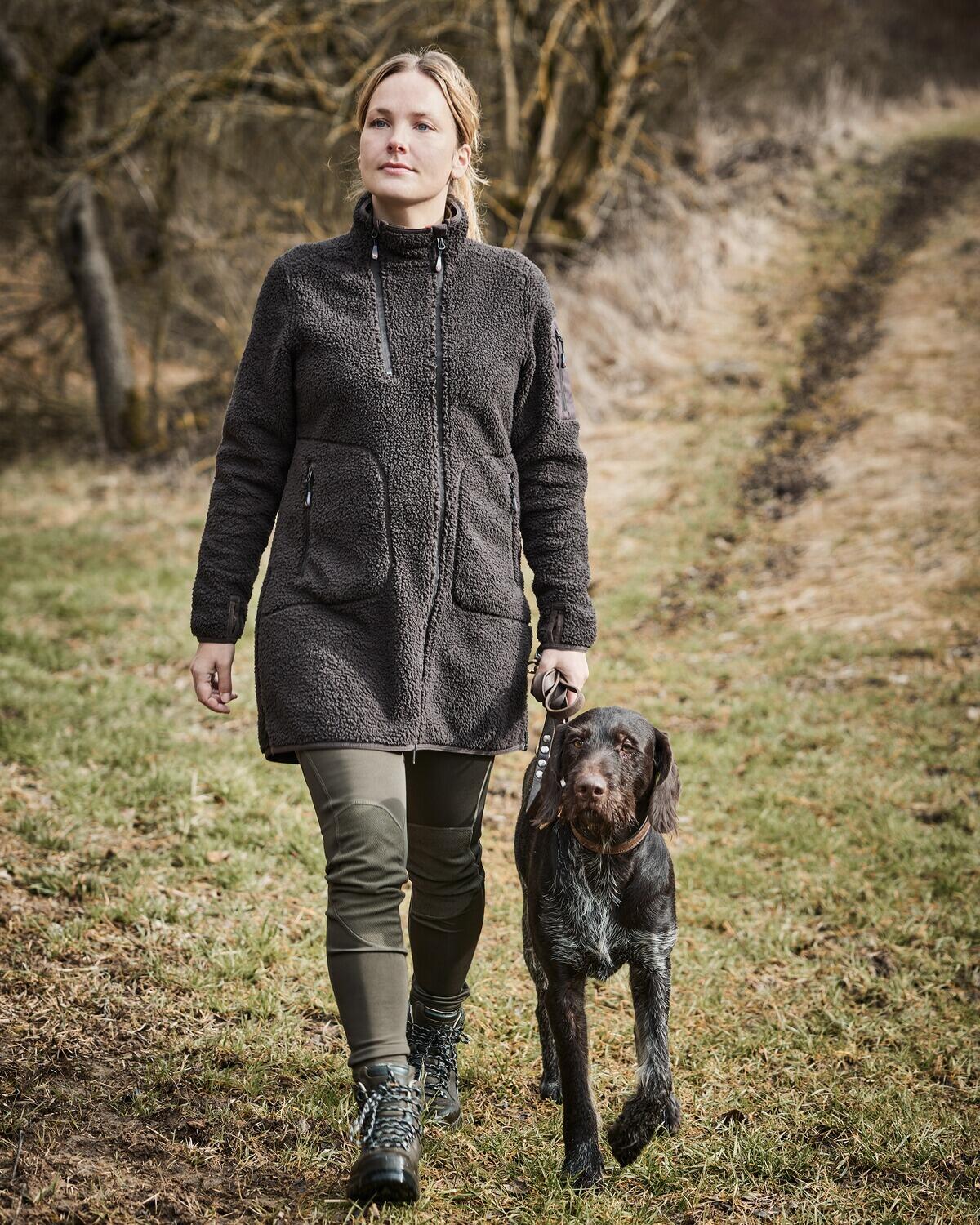 Damen Longjacke Pilefleece 4/5