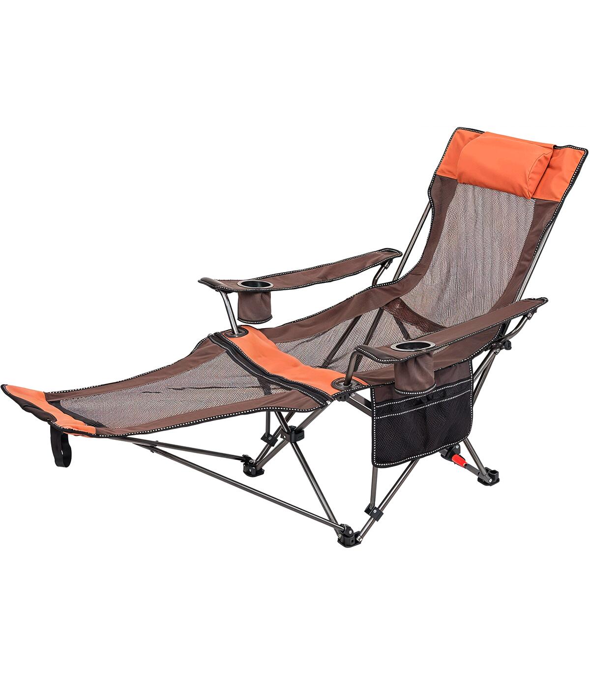 KOL OUTDOOR Silla Plegable Camping con Reposapies y Respaldo Reclinable