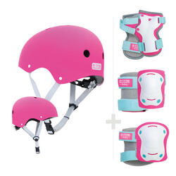 Casque Enfant OLSSON Bleu S/M + Kit de Protection - Trottinette Vélo Patins