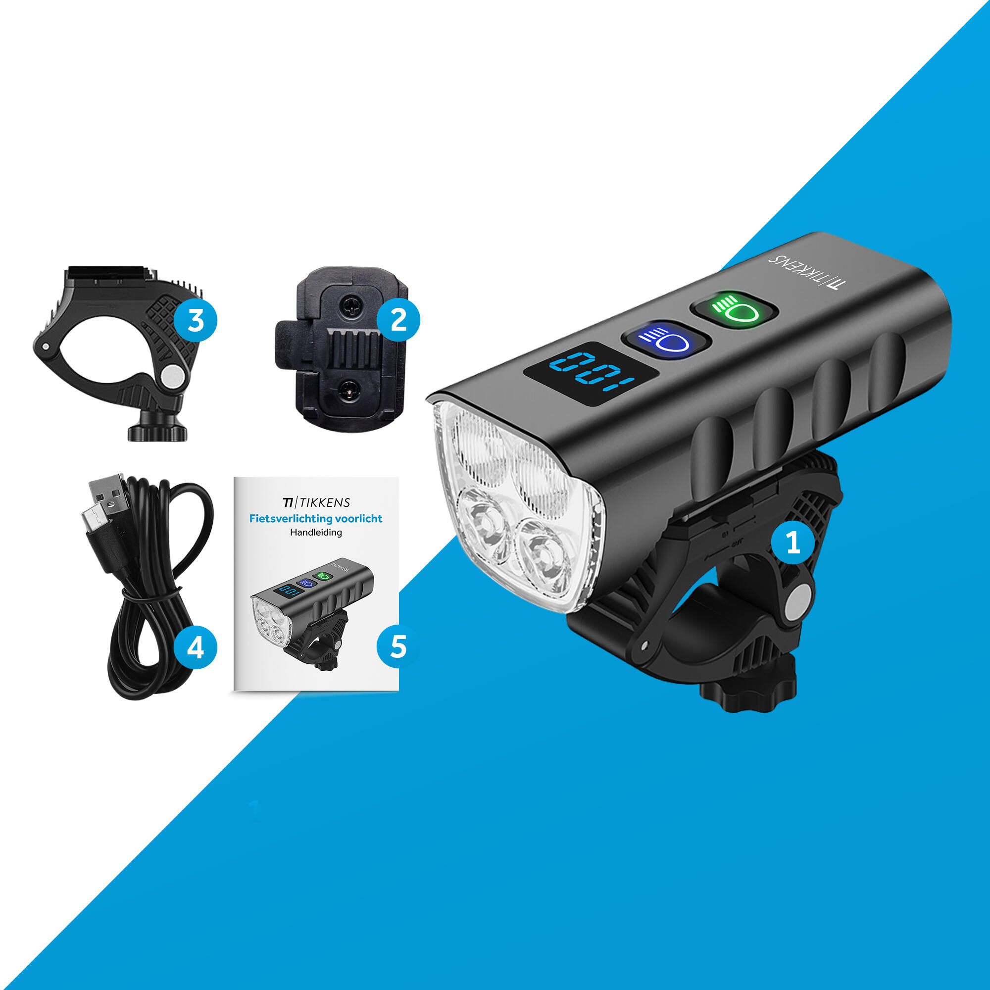 Fietsverlichting LED 1600 Lumen - Fietslamp USB Oplaadbaar - Powerbank 6/7