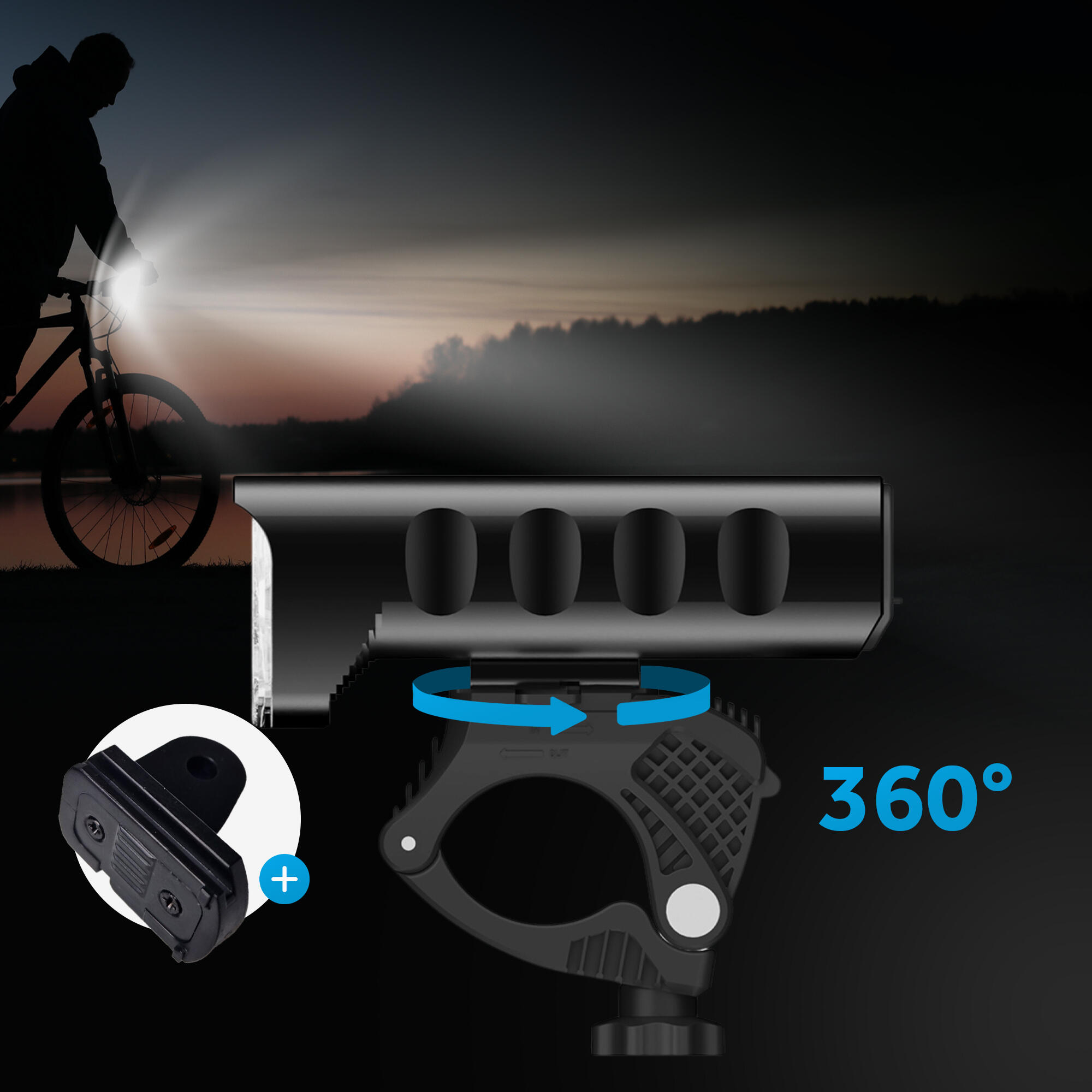 Luzes LED para bicicleta - 1600 lúmens - Luz frontal e banco de alimentação 4/8