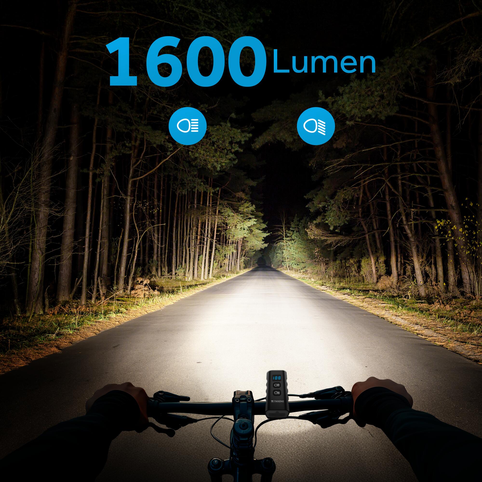 Luzes LED para bicicleta - 1600 lúmens - Luz frontal e banco de alimentação 3/8
