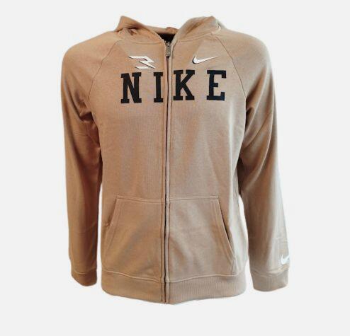 Felpa ragazzo nike full zip collegiate - marrone