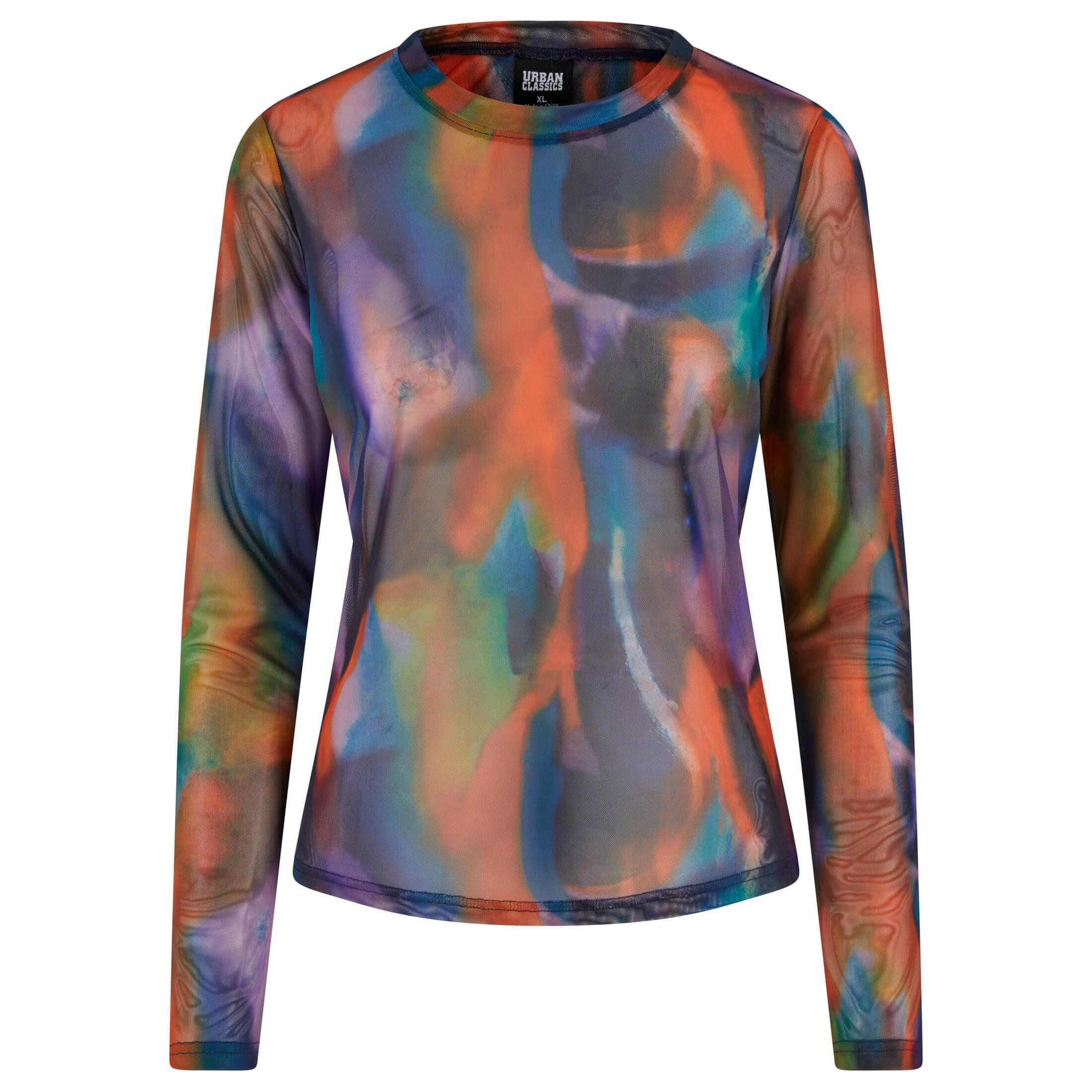 URBAN CLASSICS Women's long-sleeved mesh T-shirt Urban Classics AOP
