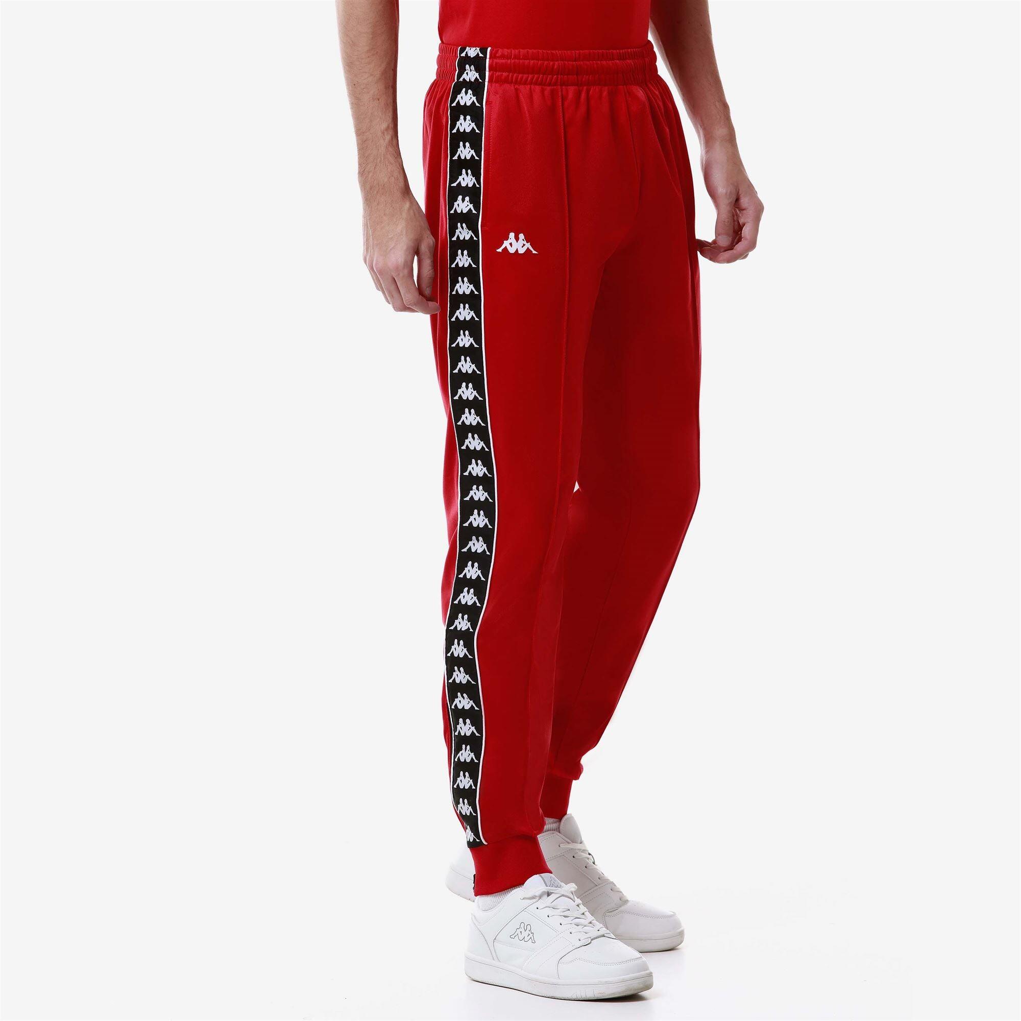Pantaloni tuta da uomo in poliestere rosso da sport street KAPPA
