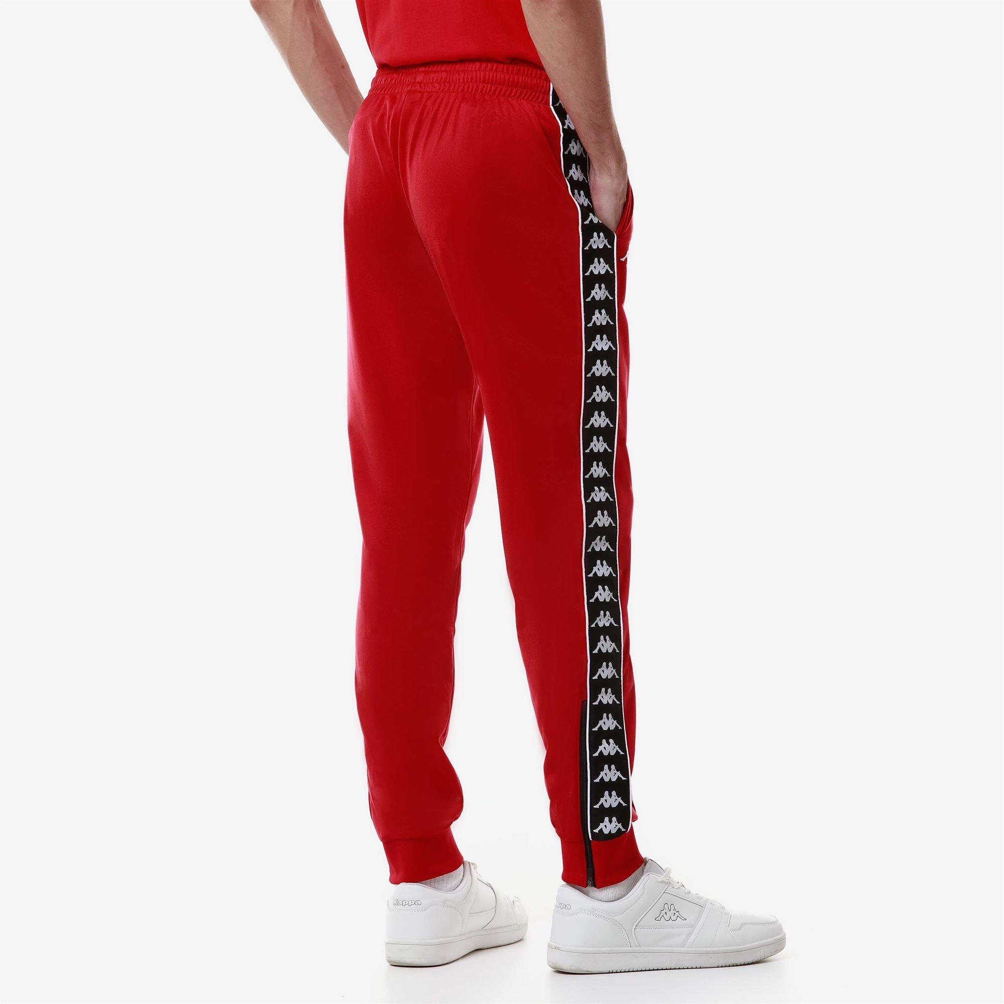 Pantaloni tuta da uomo in poliestere rosso da sport street KAPPA