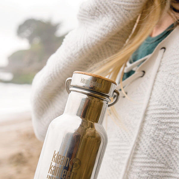 Klean Kanteen Bamboo Loop Cap - bale for Classic Bottles - Brushed Stainless 3/6