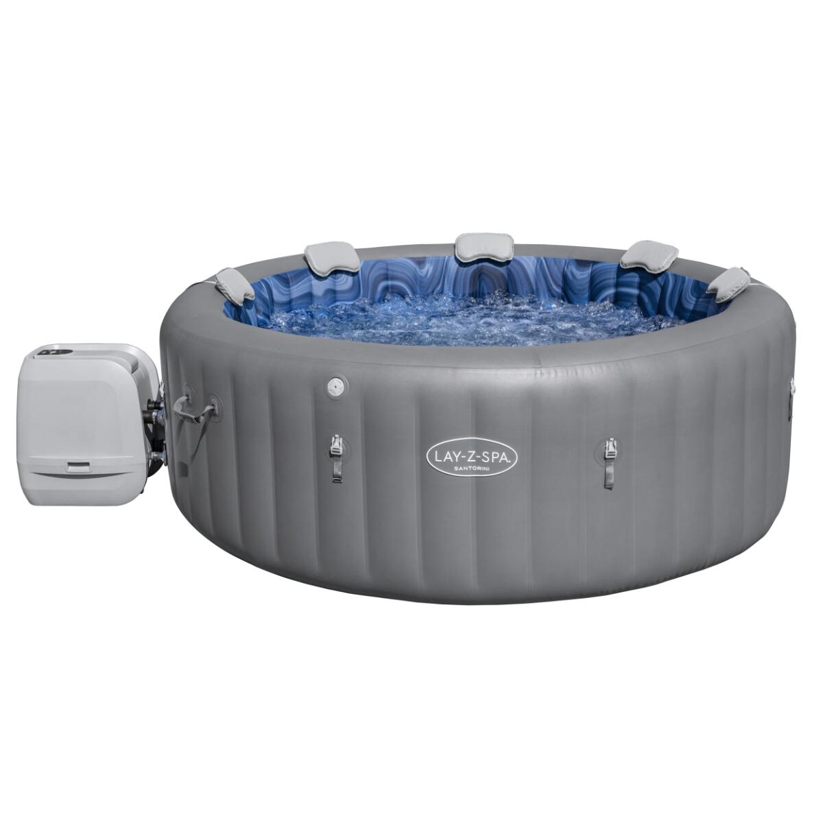 Lay-Z-Spa Lay-Z-Spa Santorini Hydrojet Pro,  Inflatable Hot Tub, Grey