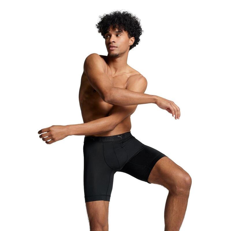 Boxer de sport en microfibre long, lot de 2, noir