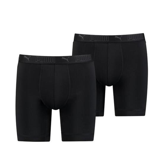 Boxer de sport en microfibre long, lot de 2, noir