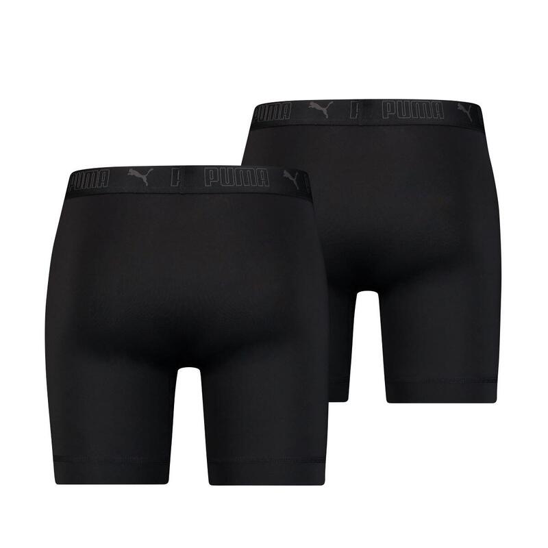 Boxer de sport en microfibre long, lot de 2, noir