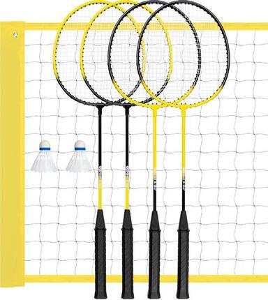 Jeu de badminton - 4 raquettes + 2 volants + filet