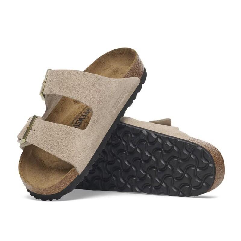 Sandales Plates Femme Birkenstock Arizona Leve Beige 5/7