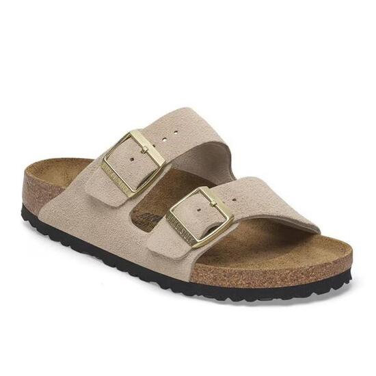 Flache Sandalen Damen Birkenstock Arizona Leve Beige
