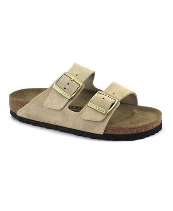 Sandalias Planas Mujer Birkenstock Arizona Leve Beige