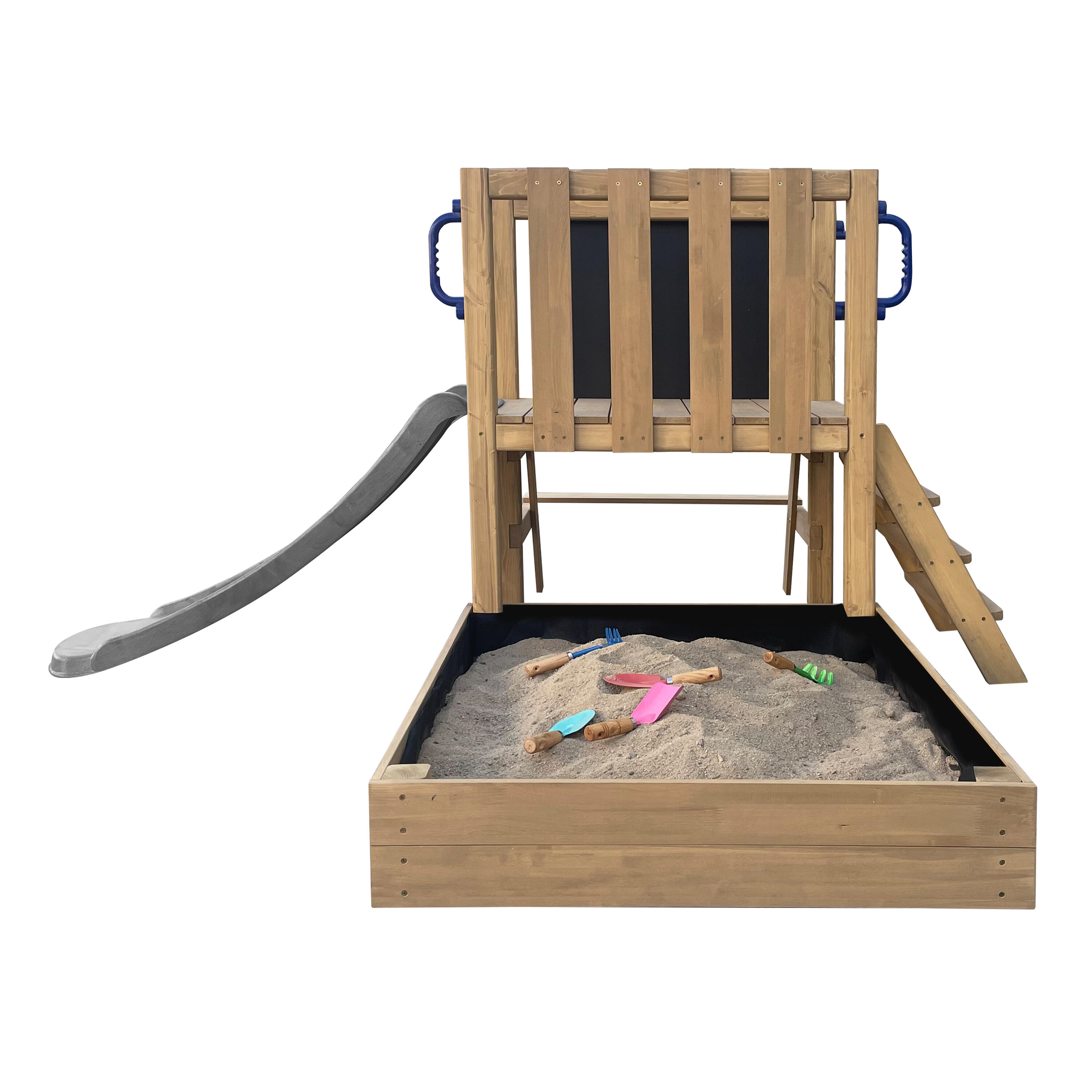 Leah Spielturm Mini, Holz, Rutsche Grau, Sandkasten, Spielküche 6/7