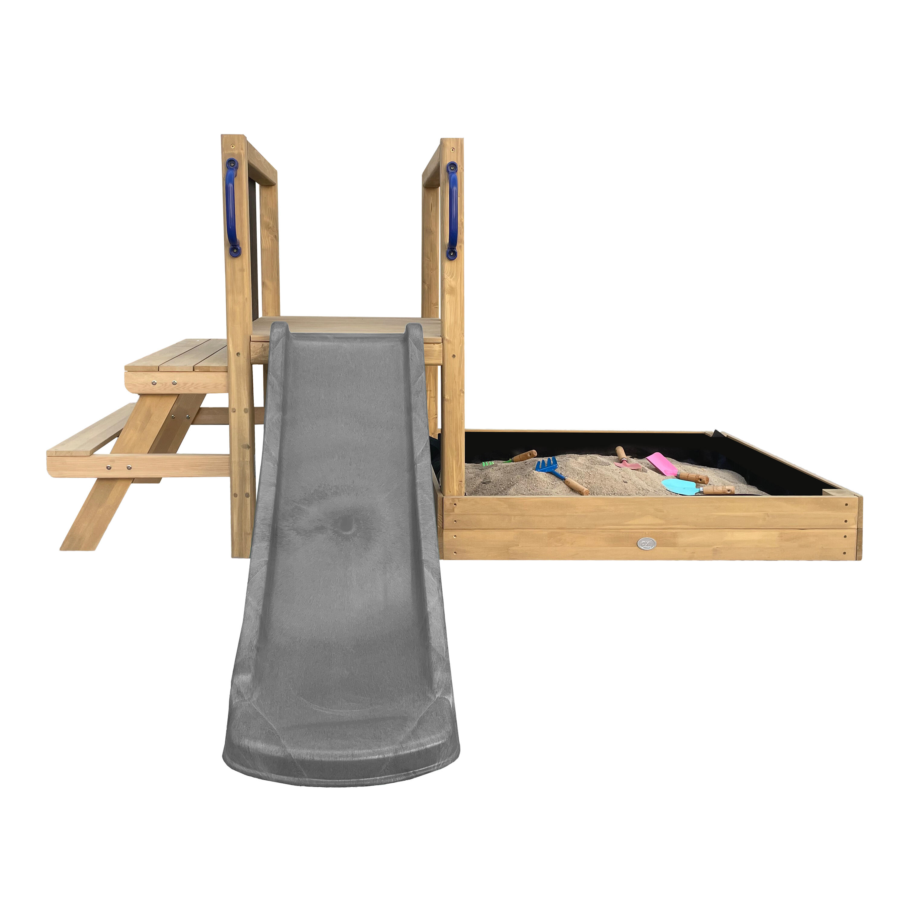 Leah Spielturm Mini, Holz, Rutsche Grau, Sandkasten, Spielküche 7/7