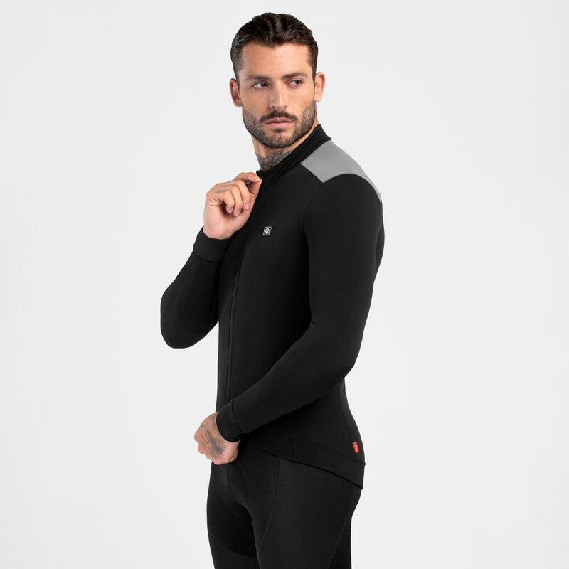 Teplý pánský cyklistický dres SRX M4 Fleet Moss Černá