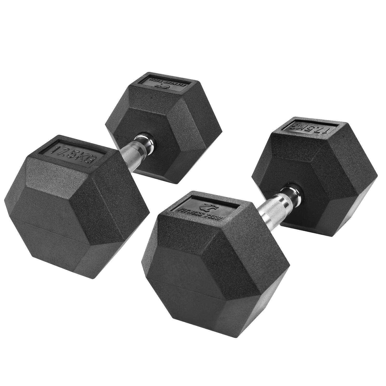 Halteres Hexagonais 17,5kg Fitness Tech – Conjunto com 2 Unidades