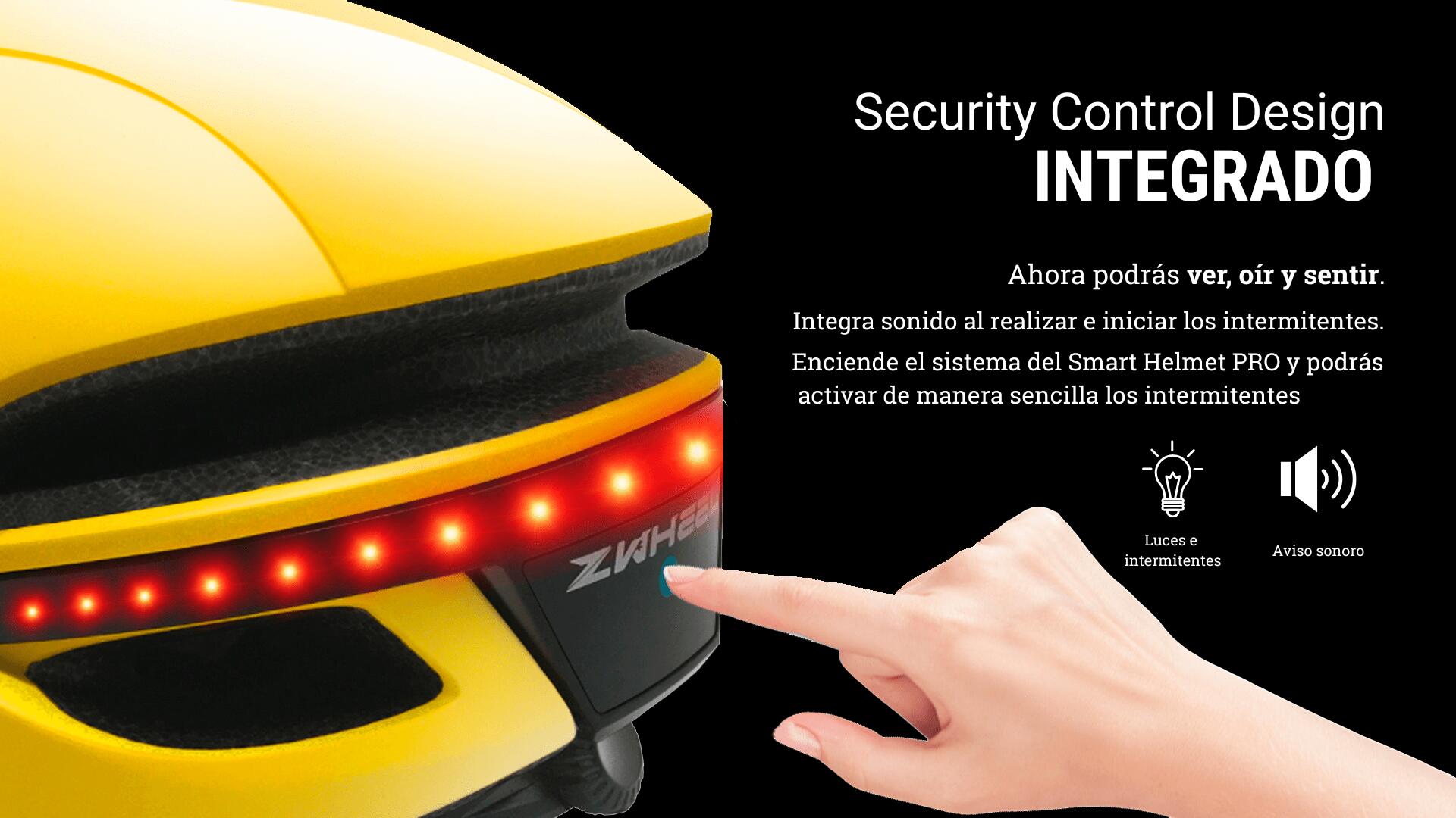 Casco inteligente Pro ZWheel amarillo 3/4