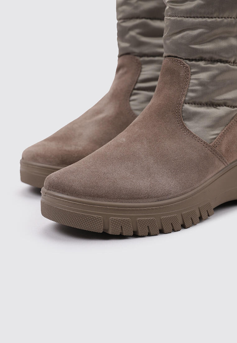 Botas planas mujer Imac 656639 Taupe, piel y textil, impermeables