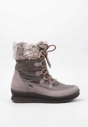 Bottes mi-hautes Imac 456828 Taupe - cuir et textile, imperméables, talon 5 cm