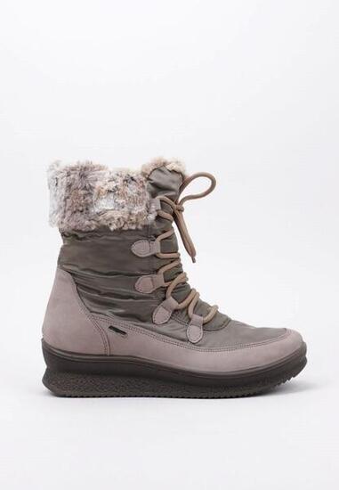 Bottes mi-hautes Imac 456828 Taupe - cuir et textile, imperméables, talon 5 cm