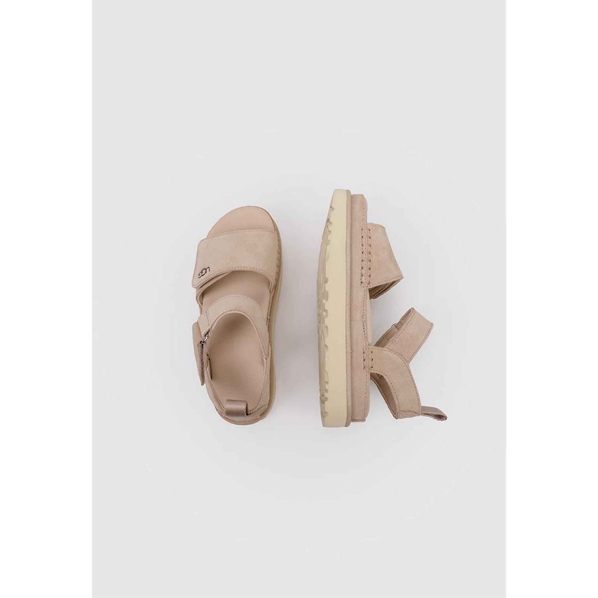 Sandale UGG Goldenstar din piele întoarsă bej, reglabile