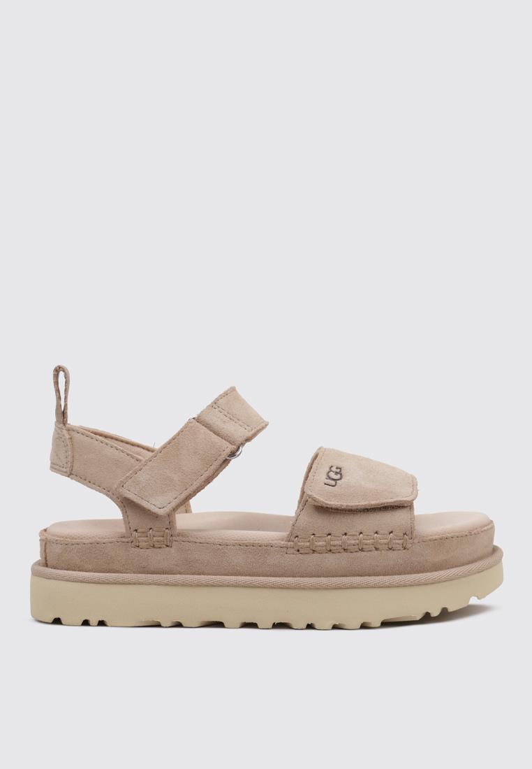 Sandale UGG Goldenstar din piele întoarsă bej, reglabile