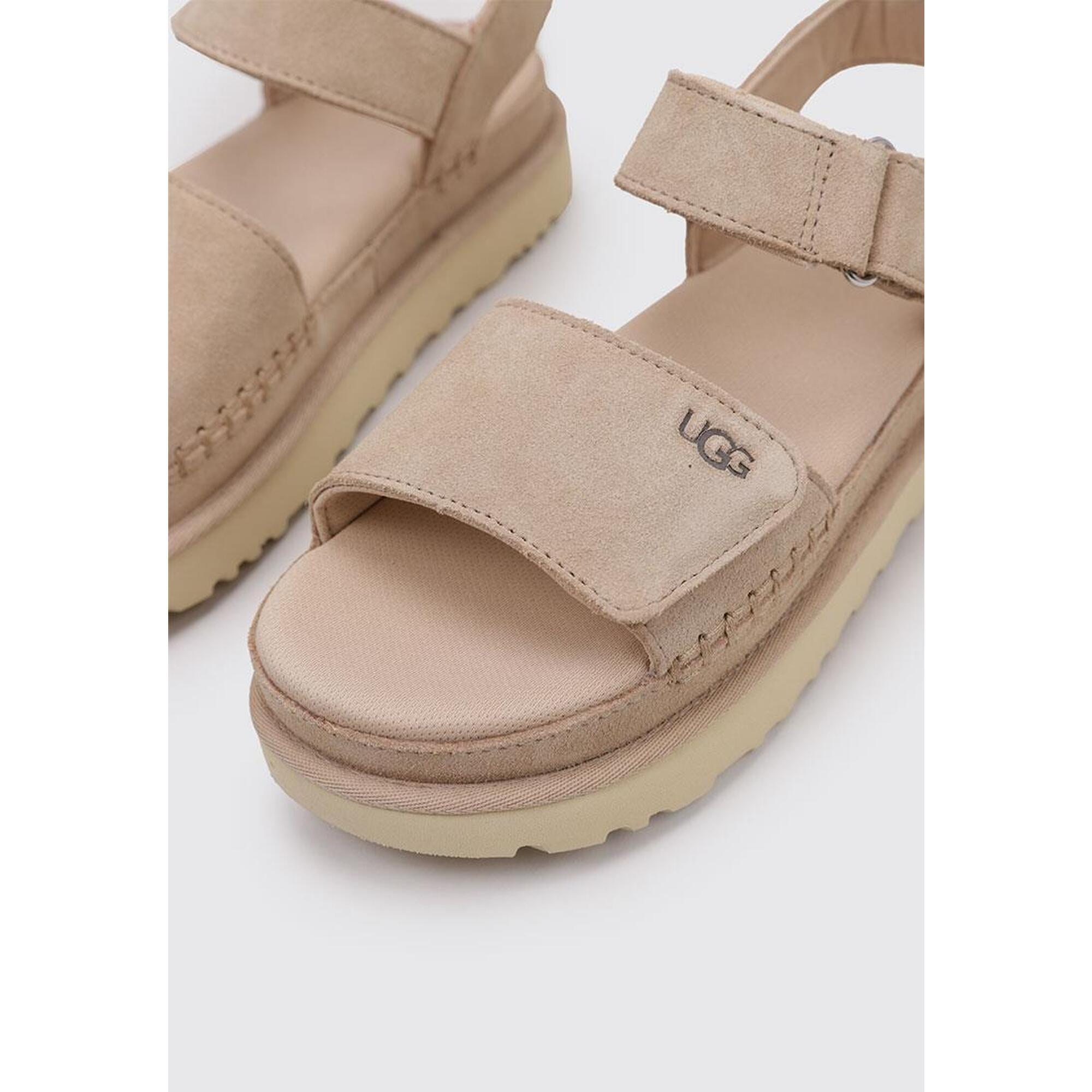 Sandale UGG Goldenstar din piele întoarsă bej, reglabile