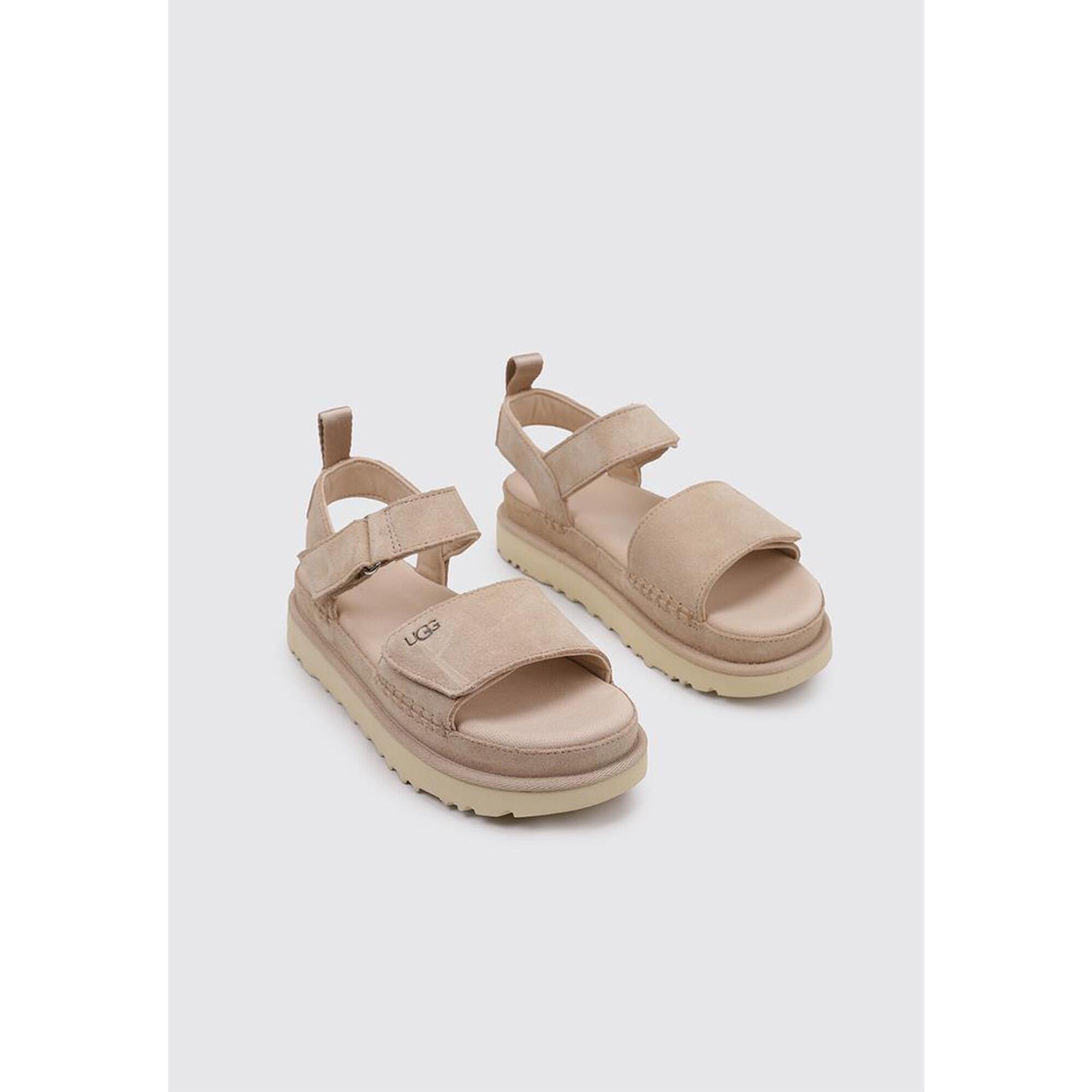 Sandale UGG Goldenstar din piele întoarsă bej, reglabile