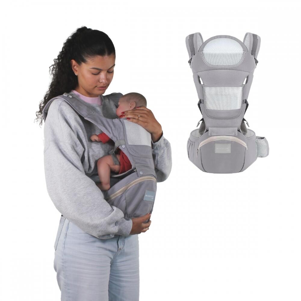 Mobiclinic - Porte-bébé 6 En 1 Respirant 0-36 Mois Bretelles Réglables Coton - Porte Bébé Physiologique - Gris - No Size - Decathlon