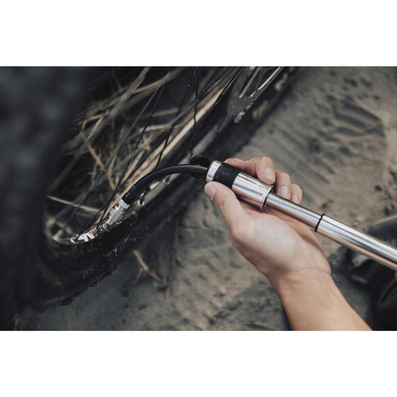 Mini pompe Velocity Road, 160PSI, tête de valve filetée, argent