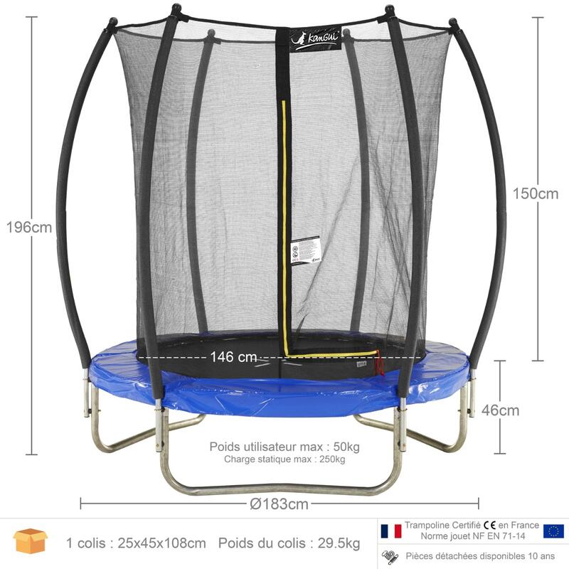 Kangui - Trampoline de Jardin Rond 426cm avec Filet de sécurité échelle - Fabrication européenne - Famili 430