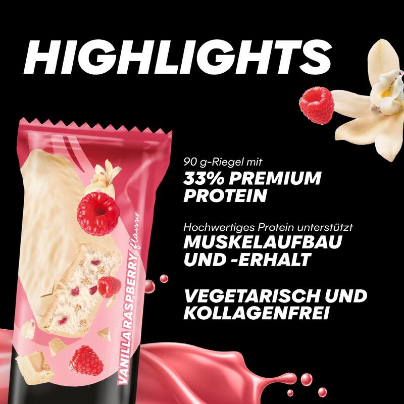 Powerbar Protein Plus Bar 33% (10x90g) Vanilla Raspberry - Batony