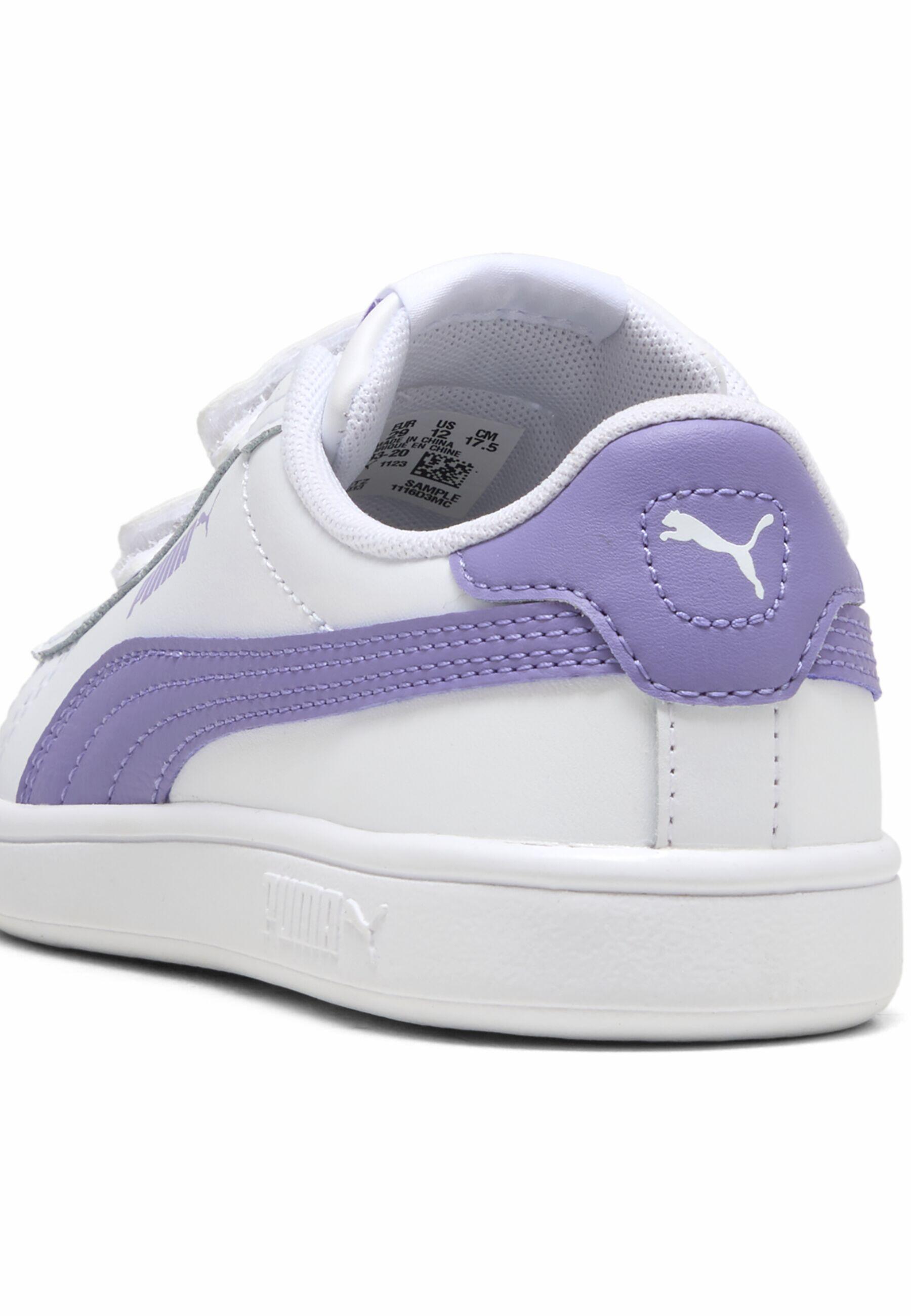 PUMA Zapatillas Niños Smash 3.0 Leather PUMA White Lavender Alert Purple