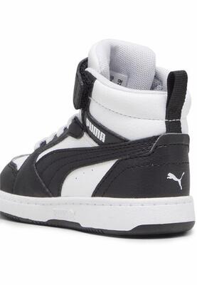Puma rebound v6 mid sneakers voor peuters puma white black shadow gray