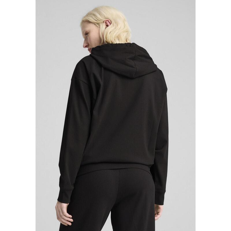 Damska wygodna prążkowana bluza z kapturem ESS ELEVATED PUMA Black