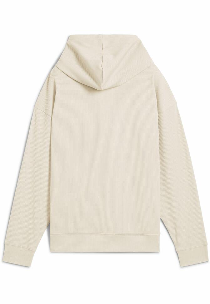 Damska wygodna prążkowana bluza z kapturem ESS ELEVATED PUMA Alpine Snow White
