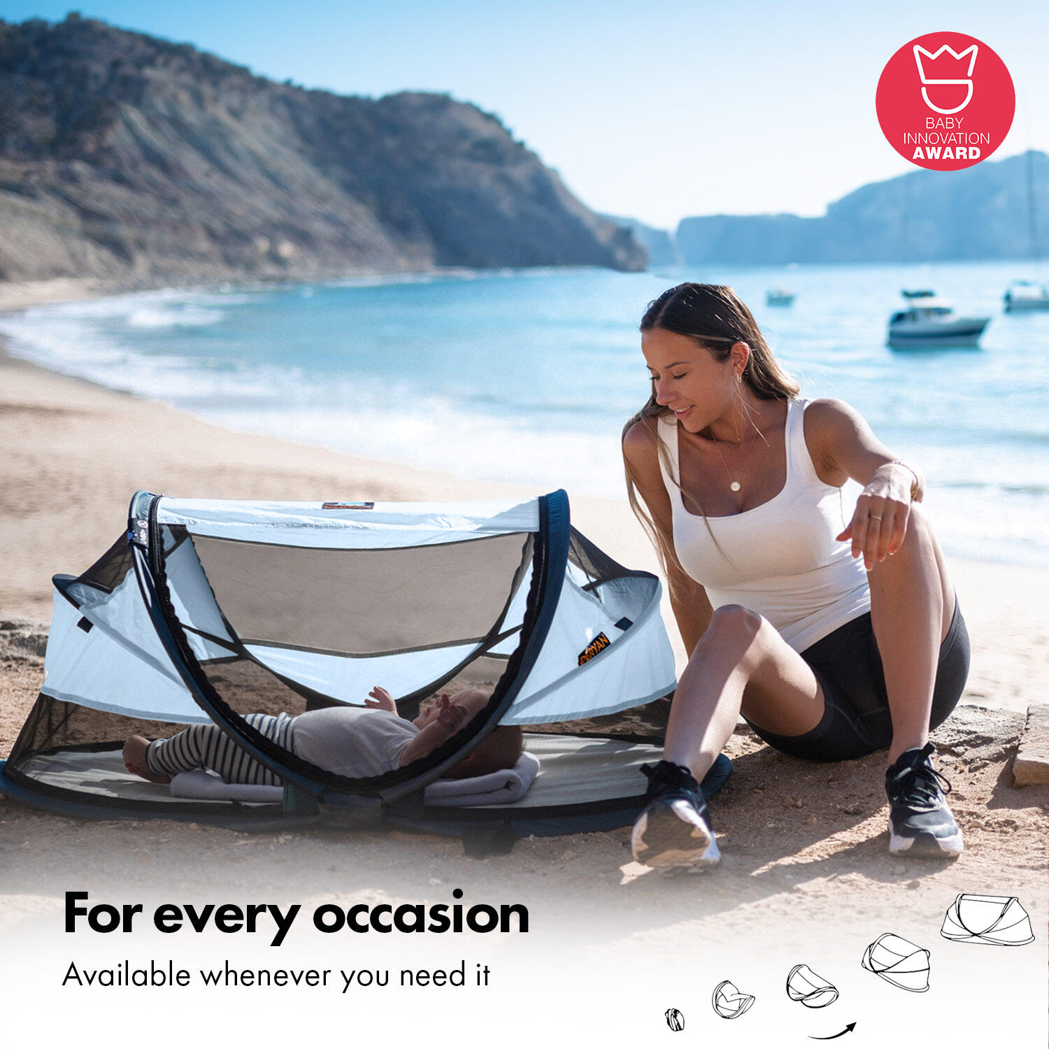 Lit de camping Baby Luxe - Avec Matelas Gonflable - Bleu Ciel 7/8
