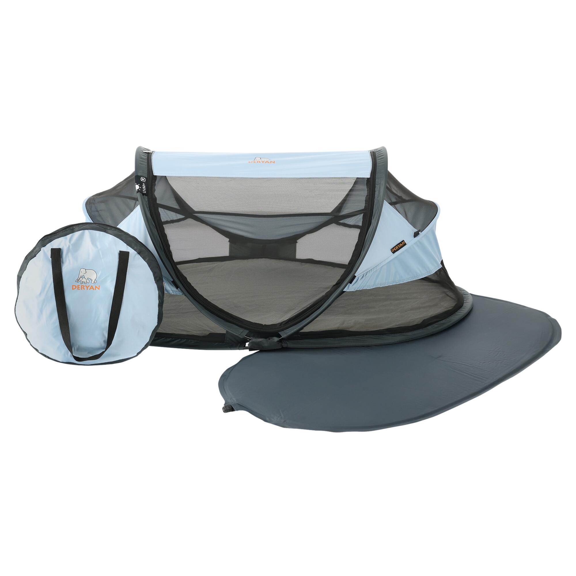 Lit de camping Baby Luxe - Avec Matelas Gonflable - Bleu Ciel 4/8