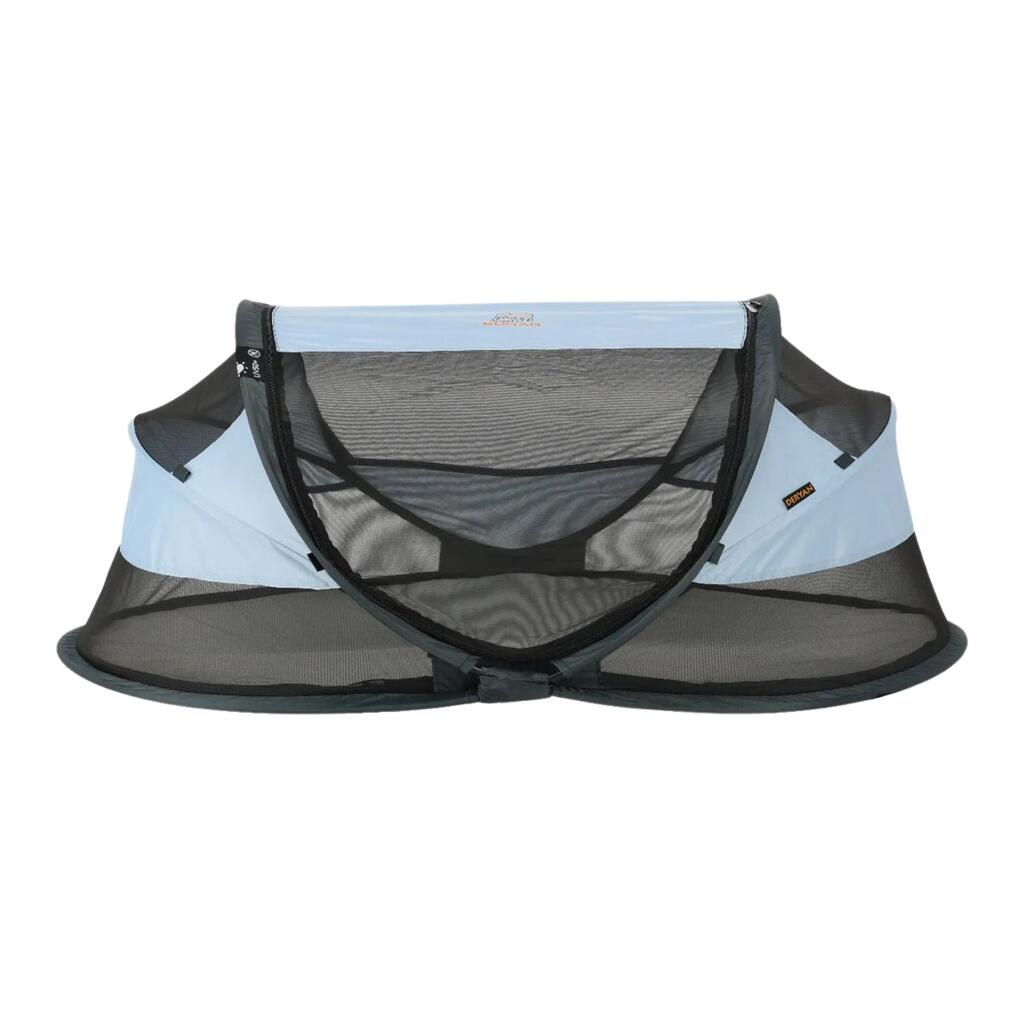 Baby Luxe Travel Cot - Including Self-Inflating Mattress - Sky Blue
