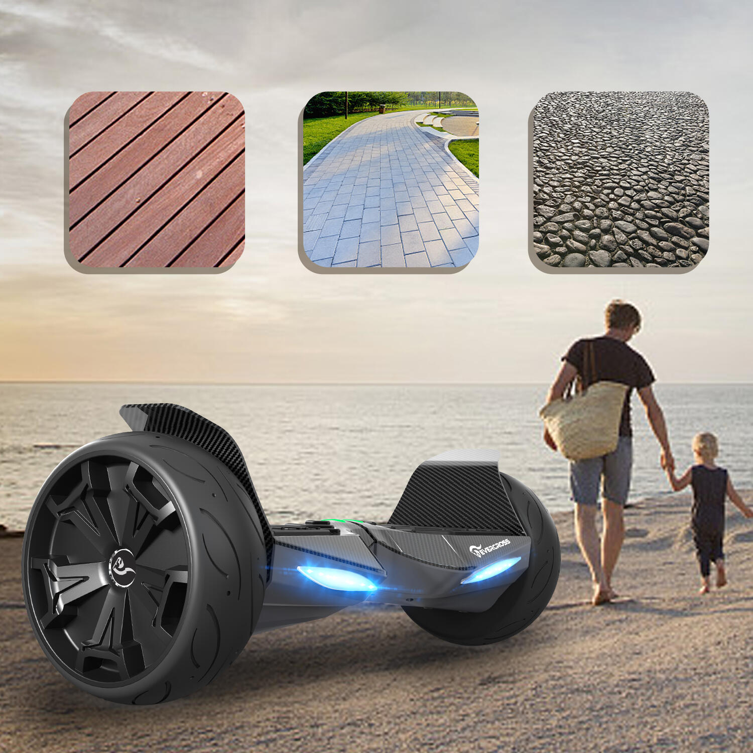 Hoverboard Gyropode 8,5 mit LED-Lichtern Bluetooth und APP EV5 Schwarz 5/8
