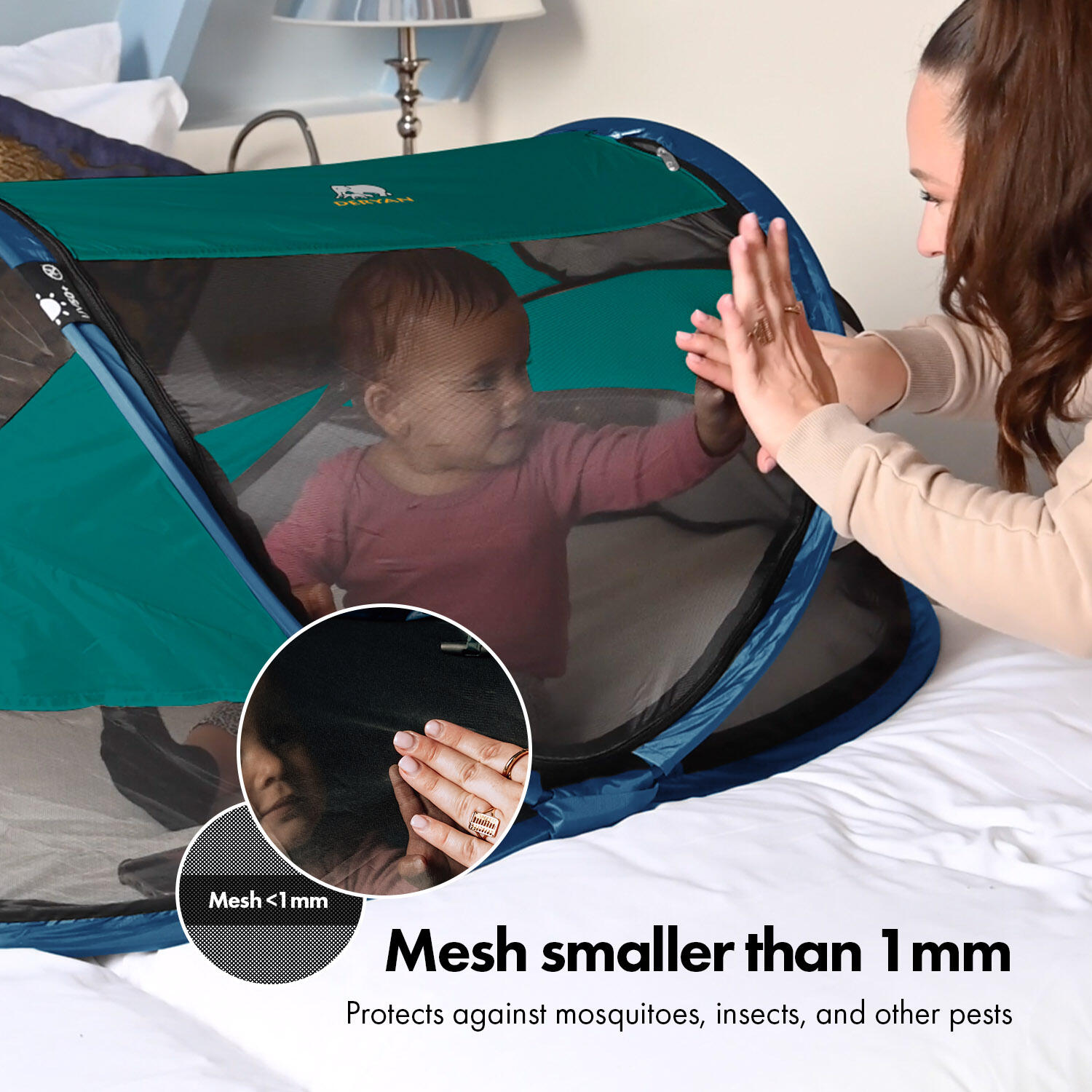 Lit de voyage Baby Luxe - Inclut un matelas autogonflant - Océan 7/8