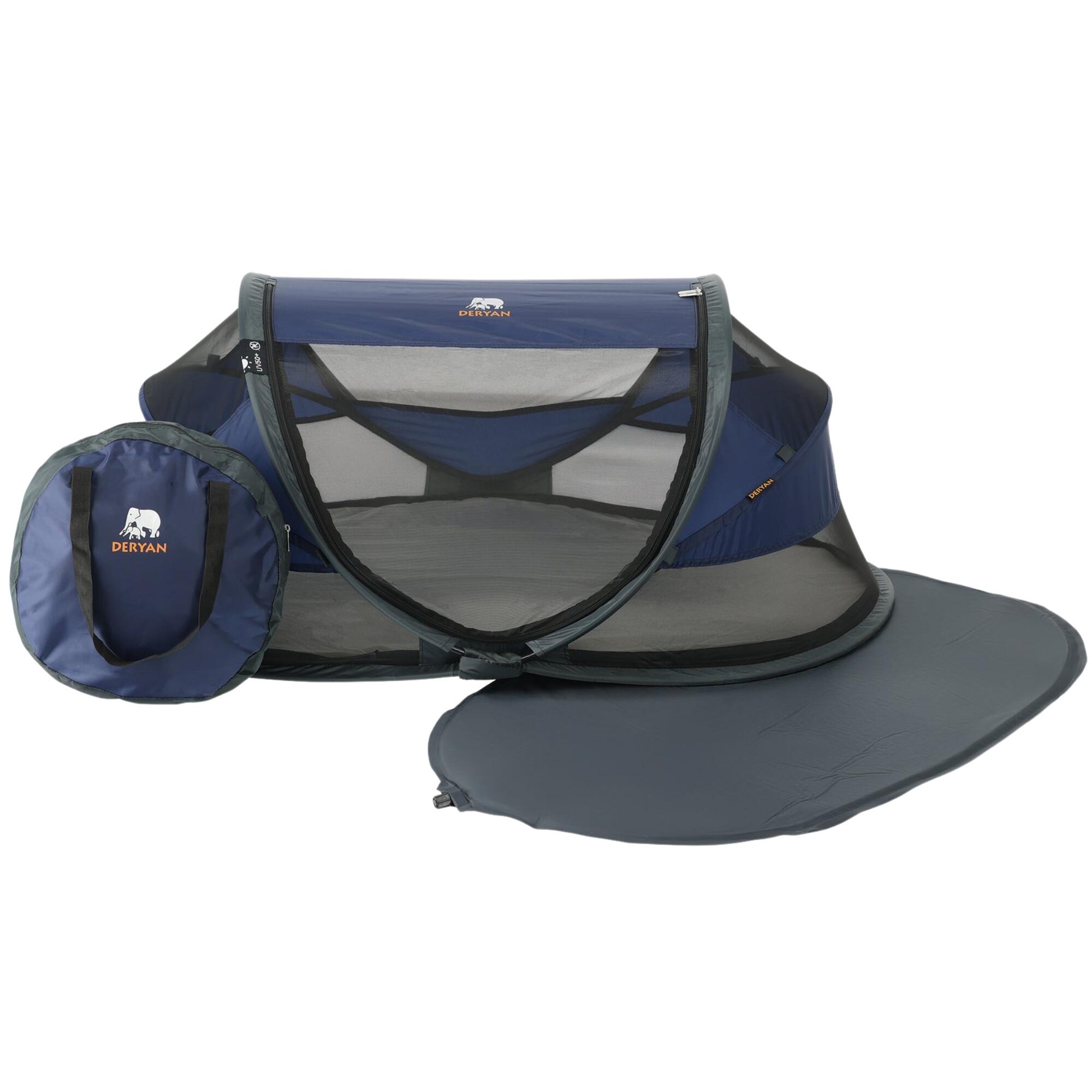Deryan Baby Luxe Campingbedje – Inclusief zelfopblaasbare matras - Navy 4/7