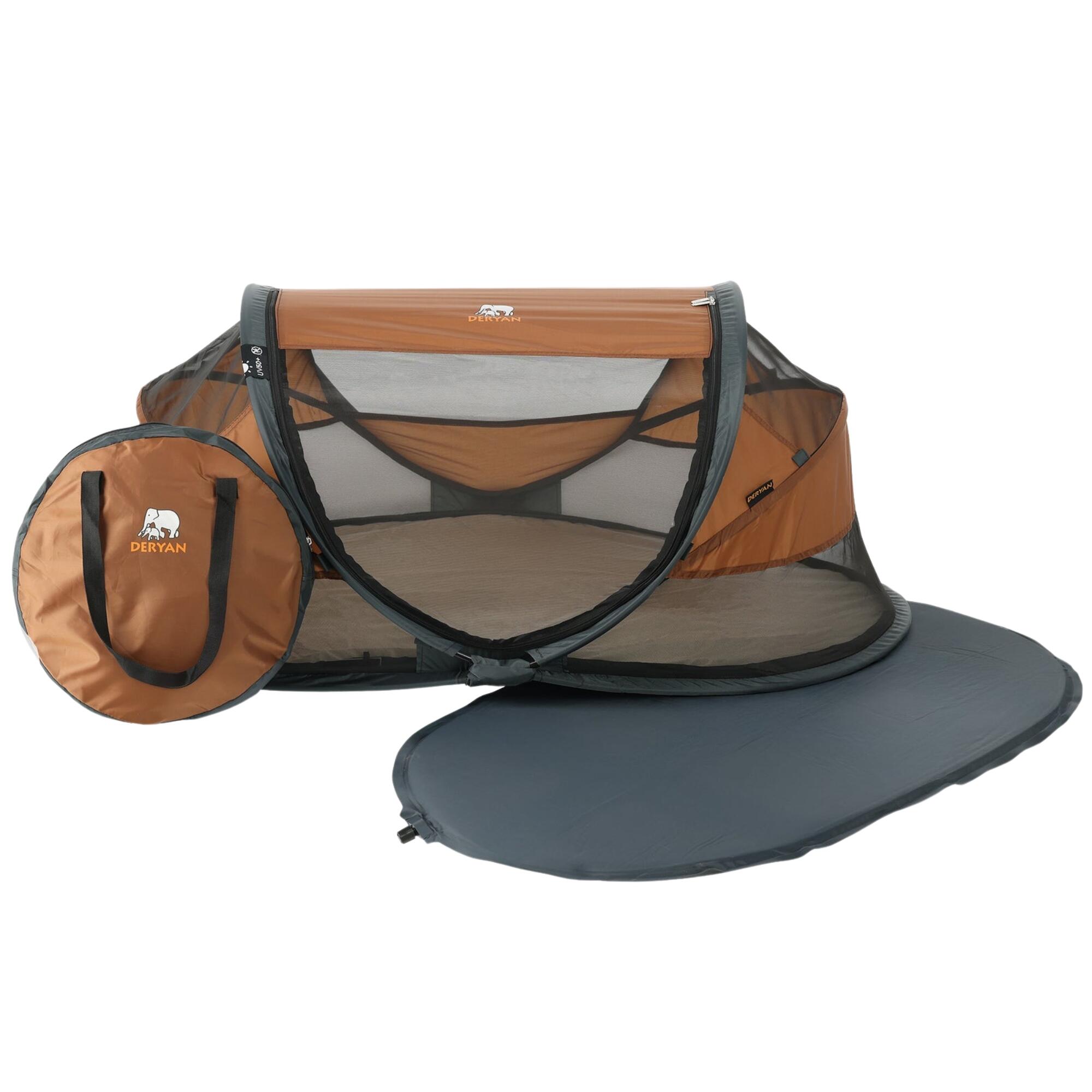 Baby Luxe Campingbett - Inklusive selbstaufblasender Matratze - Karamell 4/7